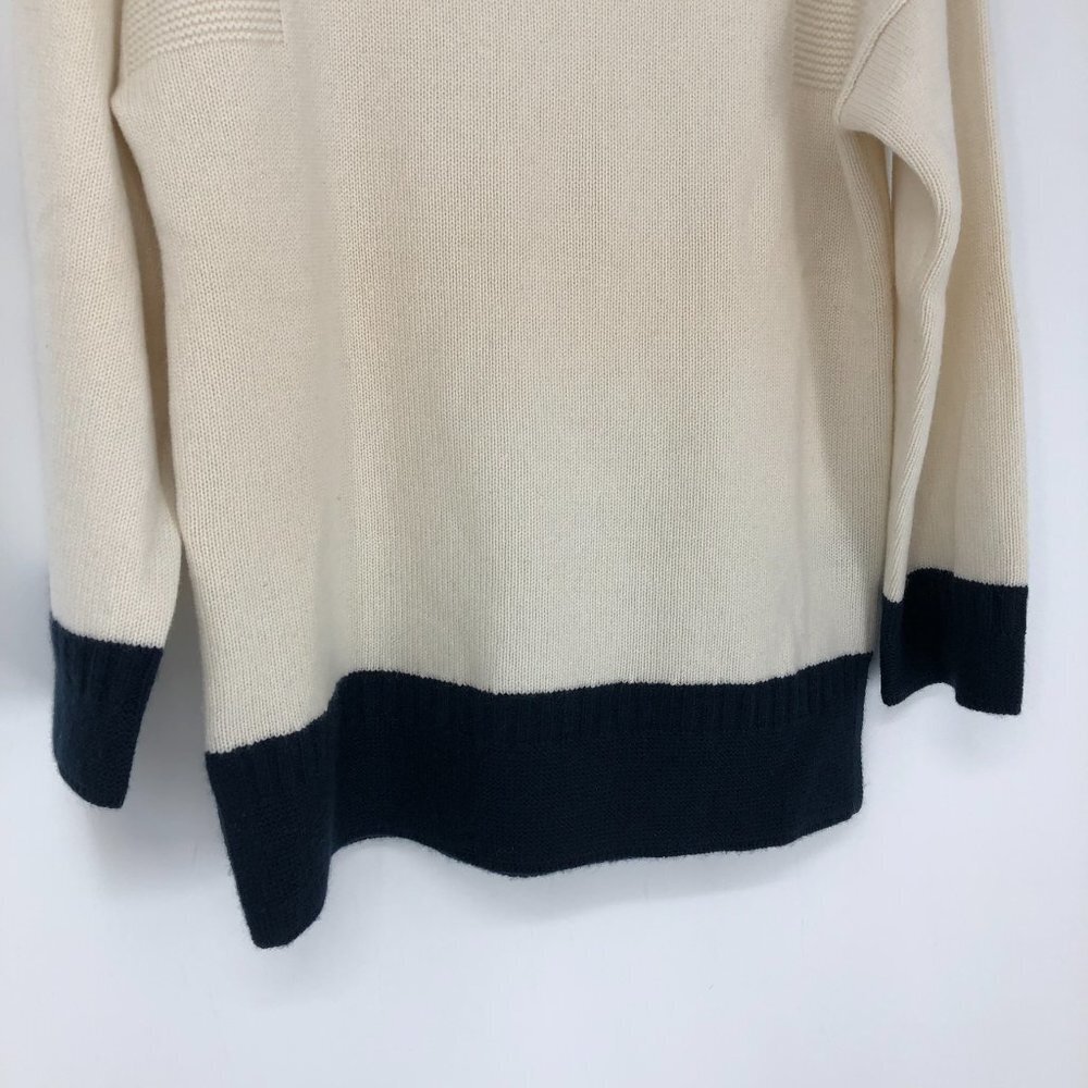 rag & bone White and Navy Funnel Neck Colorblock Sweater - Picture 5 of 16